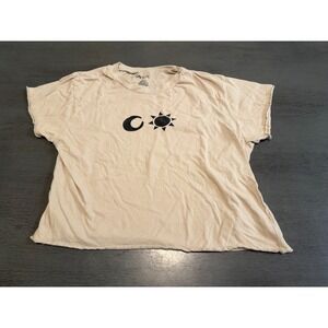 MOON SON beige ON FIRE cropped crop tee shirt size large